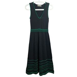 Maje Paris little black midi dress with green details